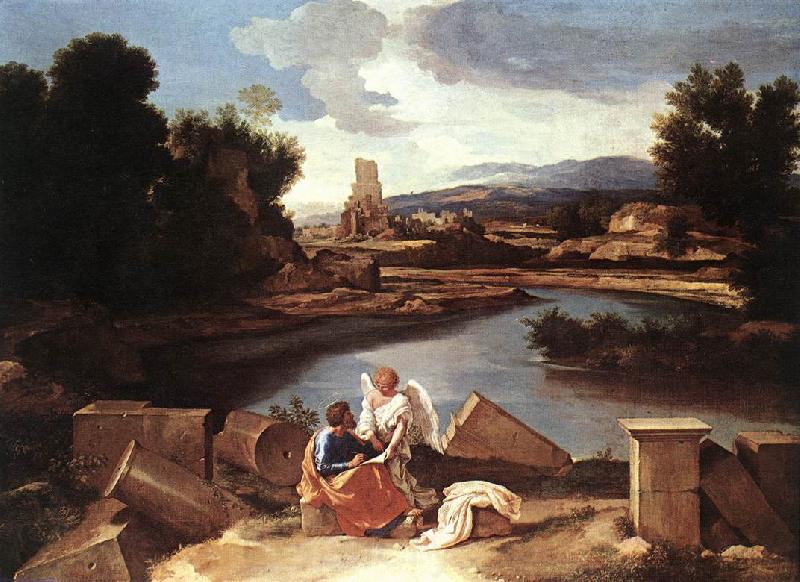 Nicolas Poussin Landscape with St Matthew and the Angel